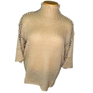 Camel plus size Sweater with Black Trim